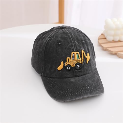 Kids Baseball Cap Cute Embroidery Excavator Adjustable Cotton Washed Vintage Cowboy Hat 3-8 Years2