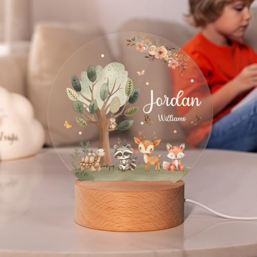Lámpara de Mesa Noche Acrílica Personalizable Wood Base miniatura 6