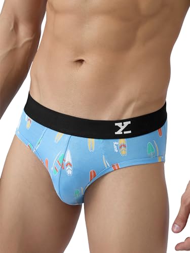 Image of XYXX Men's Surf Super Combed Cotton Regular Fit Printed Antibacterial Briefs with No Marks Waistband