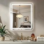 Rpoesx 30"x36" LED Bathroom Mirror with Lights, Backlit & Front-lit, 3 Color, Anti-Fog, Lighted Mirror for Bathroom with Stepless Dimmable, Shatter-Proof, Memory Function, Frameless