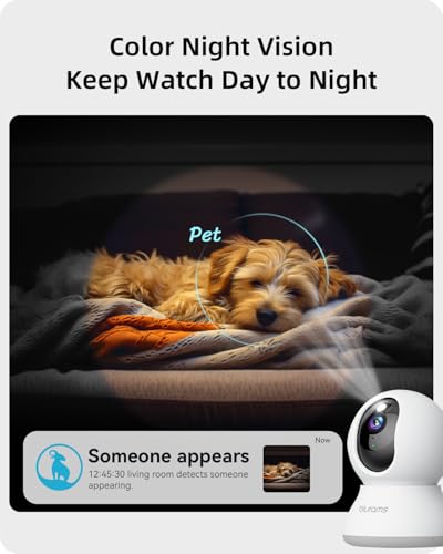 blurams Indoor Camera 2K, Cameras for Home Security 5G&2.4GHz, 360° Pet Camera w/Motion Tracking, Phone App, 2-Way Audio, IR Night Vision, Siren, Works with Alexa & Google Assistant