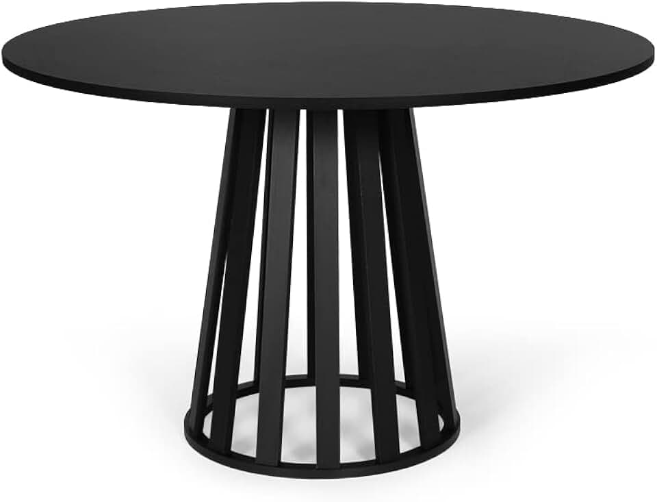Mesa de Jantar Redonda 6 Lugares 120cm em MDF Gabi Preta - Straub Web