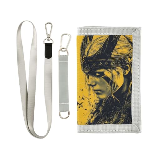 FOLIOSA Viking Woman Portrait Kids Wallet for Boys Girls Youth, Compact Fabric 4.9×2.9 in
