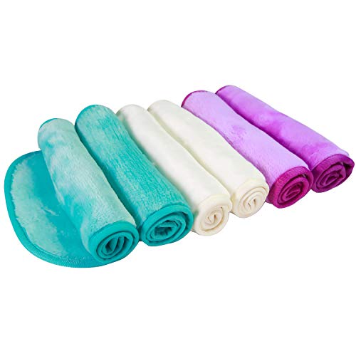 Natwag Makeup Remover Cloth 6 Pack -Reusable Microfiber Cleansing Towel，Suitable for All Skin Types，Move Makeup Instantly，Multiple Colours（6 pack）