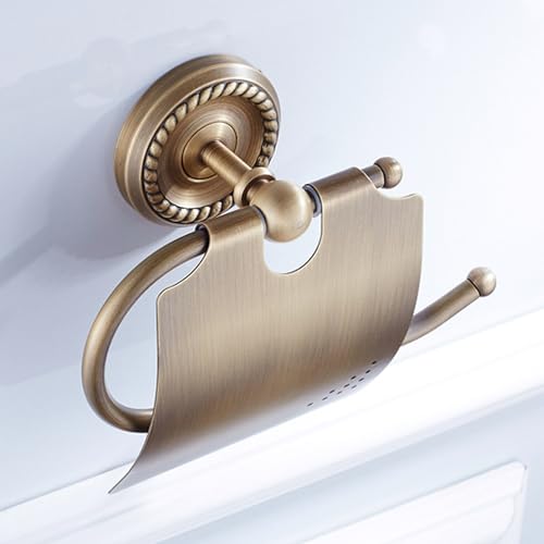 Image of Antique Bronze Toilet Paper Holder for Bathroom Toilet Paper Roll Holder withlid Wall Mounted