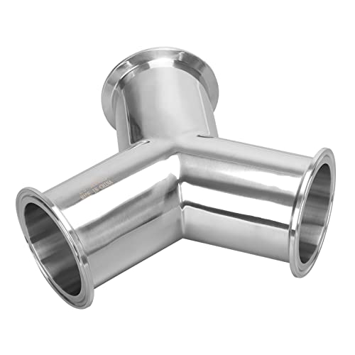 Image of DERNORD Tri Clamp Wye Clamp End True Y Type Cross Tee Tube Stainless Steel 304 Three Way Elbow 2.5 Inch Pipe OD