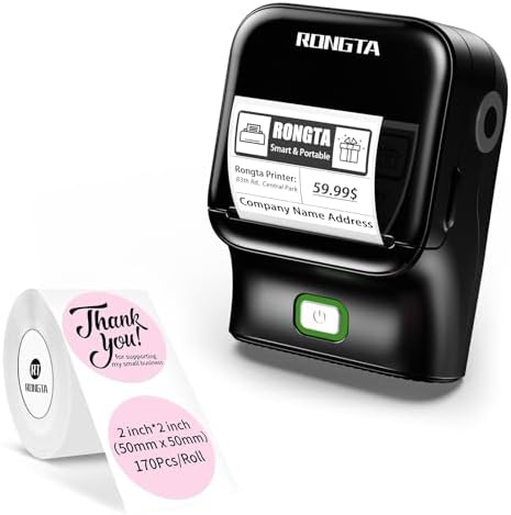 Rongta 2 Inch Black Label Maker Machine+2'' Round Pink Labels-170pcs/Roll image 5