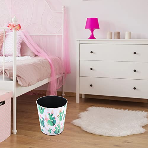 Zerodeko Tabelle Mülleimer Mini WADBASKET Kaktus Muster Leder Compost Bin Easy- Clean Countertop Dekorative Mülltonne für Büro Home Badezimmer Arbeitsplatte - Image 4