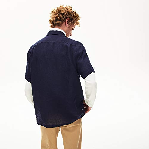 Camisa masculina Regular Fit em linho, Azul Marinho, 40