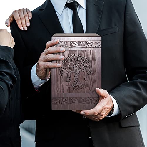 Cremation Urns For Human Ashes Adult Male Female, Wooden Tree Of Life Urns Box And Casket For Ashes Men Women Child, Pets Cat Dog Urn, Burial Funeral Memorial Urns For Ashes, Holds 222 Cubic Inch #TOP4