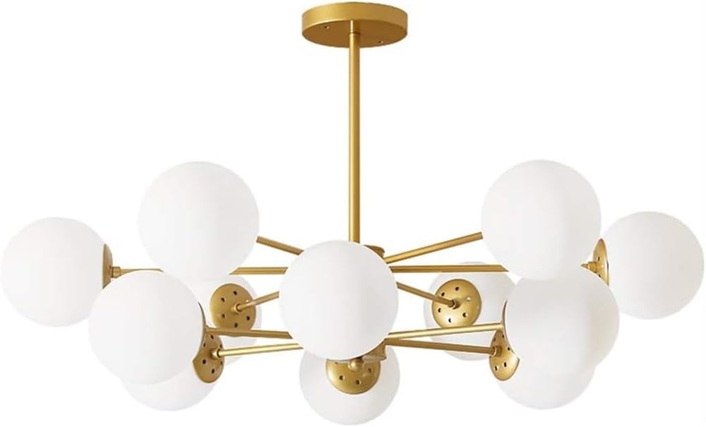 KXEcoLife Modern Matte Glass Sphere Chandelier | with Adjustable Lighting Vintage Ceiling Light Fixture for Living Room