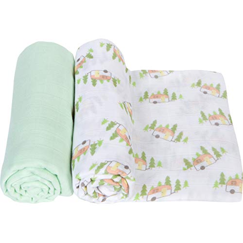 Image of Miracle Blanket Soft Muslin Swaddles Newborn Nursery Sleep Essential - Pack of 2 Warm Wraps (Camper)