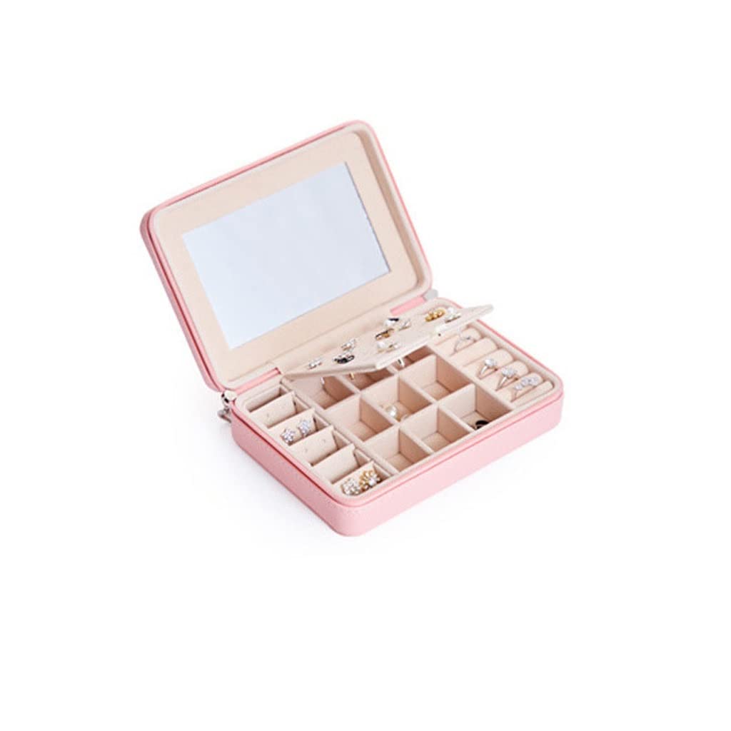 Joyero en stock, caja de almacenamiento portátil para joyas, pendientes, anillos, cremallera, joyero (color negro, tamaño: como se muestra en la imagen) (negro como se muestra) (negro como se muestra