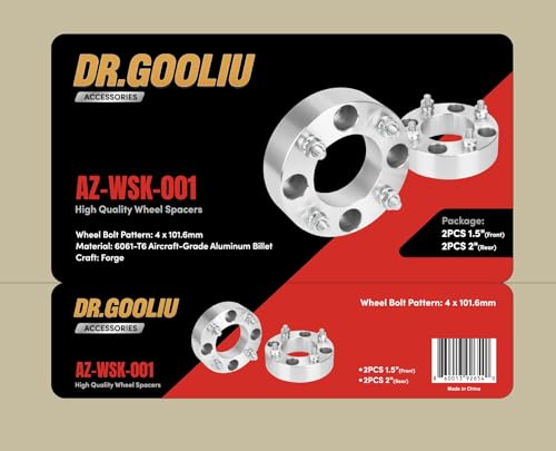 Dr. Gooliu Wheel Spacers Kit with 1.5 inch Front and 2 inch Rear Universal fit Compatible with Most Models Like Solana EZGO EZ GO Club Car Yamaha Kandi and Coleman Wheel Bolt Pattern 4x101.6mm