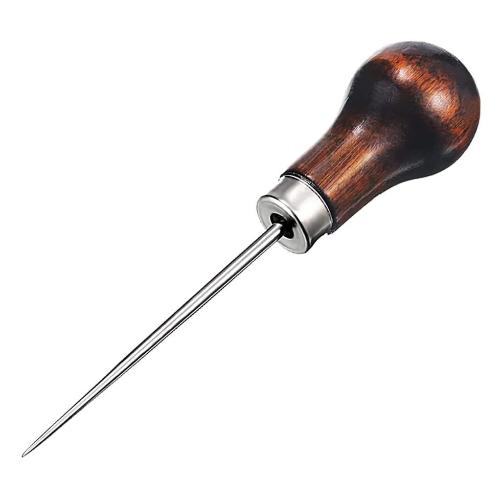 MAXXLITE 4 Pcs Awl Tool, Leather Craft Cloth Wooden Handle Scratch Awl Tool, Pin Punching for Canvas Leather Pouch Hole DIY Shoes Repair