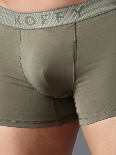 Image of KOFFY Men's Stretchable Cotton Lycra Long Trunk with C-Type Front Open | Wrinkle-Free | Ultra-Soft Elastic