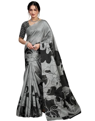 Image of SIRIL Women's Cotton Printed Saree With Unstitched Blouse Piece