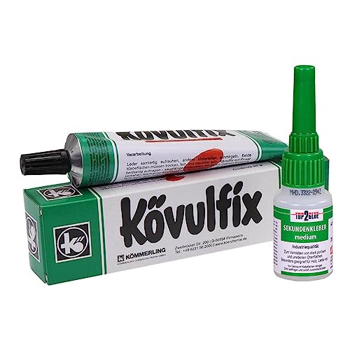 Langlauf Schuhbedarf Kontaktkleber Kövulfix Schuhkleber extra stark wasserfest - 20g Cyanacrylat Sekundenkleber mittelviskos - Lederkleber 60g - Profi Schuhreparatur Kleber für Schuhsohlen und Absatz