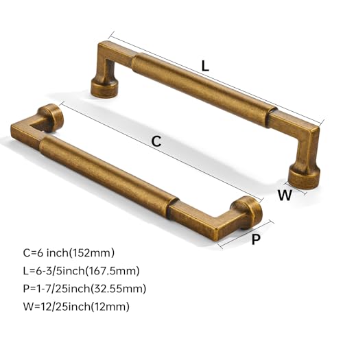 CABDM 10 Pack 6 Inch Hole Center Antique Brass Cabinet Pulls-Heavy Duty Solid Cabinet Handles for cabinets Dressers Kitchens Handles Bathroom cabinets by CABDM - Used condition - Image 2