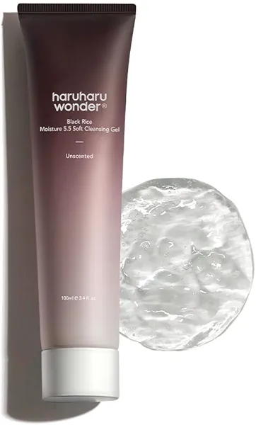 haruharu wonder Black Rice Moisture 5.5 Soft Cleansing Gel, 3.4 fl.oz, Gentle Face Wash for Dry to Normal Skin, Low 5.5pH, Soap Free, Hydrating, Fragrance Free, Daily Use, Korean Skincare