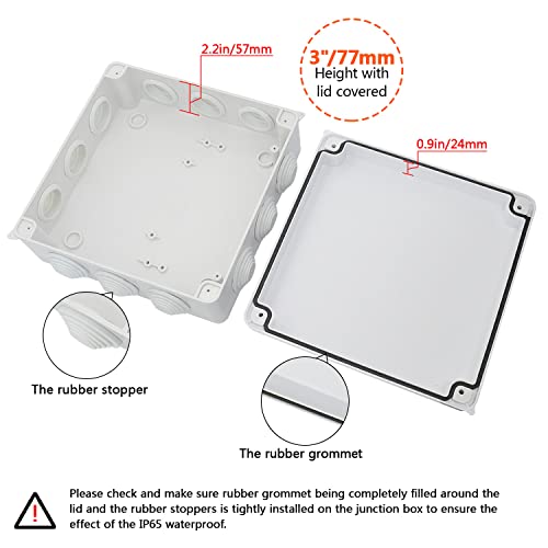 Lemotech Abs Plastic Dustproof Waterproof Ip65 Junction Box Universal Electrical Project Enclosure White 7.9 X 7.9 X 3.1 Inch (200 X 200 X 80 Mm) #TOP3