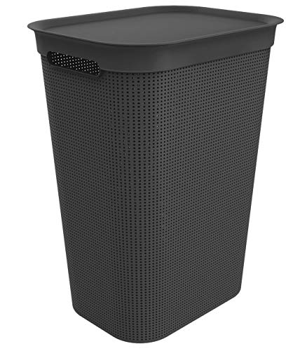 Rotho Laundry Basket, plastic (PP) BPA-free, Black, 50l, 43 x 34 x 53 cm