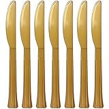 Lillian Tablesettings 48 Count Premium Plastic Knife, Gold