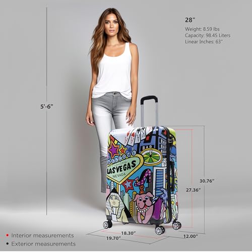 Image of InUSA Las Vegas Print 28-Inch Large Hardside Spinner Luggage Lightweight