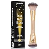 Keshima Dual-Ended Blush, Bronzer & Contour Makeup Brush - Dense Liquid End & Fluffy Powder End, Multi-Purpose Blending and Buffing for an Airbrush Finish, Works with Liquid, Cream & Powder, Gold