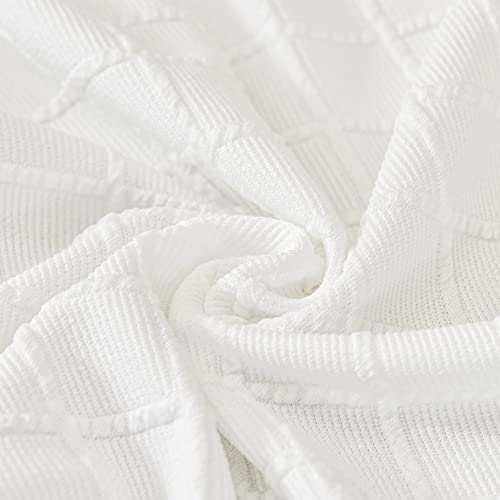 Soulfeel Set Of 6 Lattice Chair Covers, Removable And Washable Stretch Spandex Jacquard Parsons Dining Room Chair Seat Protector Slipcovers For Kitchen (Solid White) #TOP5