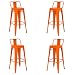 Vaukura Taburete Alto con Respaldo Oliix Brillo (Pack 4) (Naranja)