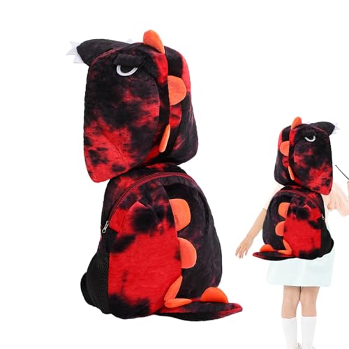 Mochila de felpa de dinosaurio   Divertida mochila 3D para preescolar de animales   Dibujos animados realistas 3D dinosaurios de peluche para el día del niño, Pascua, cumpleaños, rojo, Siehe