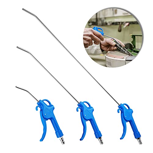 Fippy 3 Stück Ausblaspistole Druckluft Set, Lang Druckluftpistole Pressluftpistole, Luftblaspistole Düse 95mm 295mm 490mm (blau)