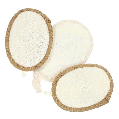 minkissy 3 Piezas toalla de baño de lufa esponja facial lufas manejar esponja baño esponjas baño depurador corporal exfoliante de lufa esponja de ducha exfoliante de lufa esponja vegetal