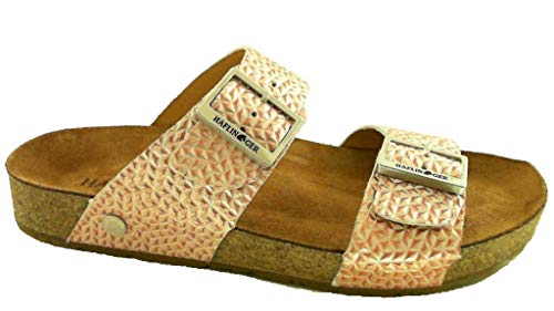 Image of HAFLINGER Andrea Elegant Leather Sandals with Rubber Sole and Cork Latex Footbed Unisex