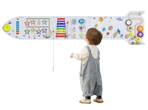 Image of Spacocld Rocket Activity Wall Busy Board Panels - Sensory Wall Panel for Kids, Montessori Toddler Wall Activity Board(5PCS)