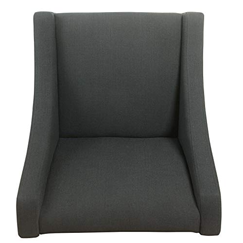 Homepop Upholstered Swoop Arm Accent Chair With Nailhead Trim Decorative Home Furniture, Dark Charcoal #TOP7