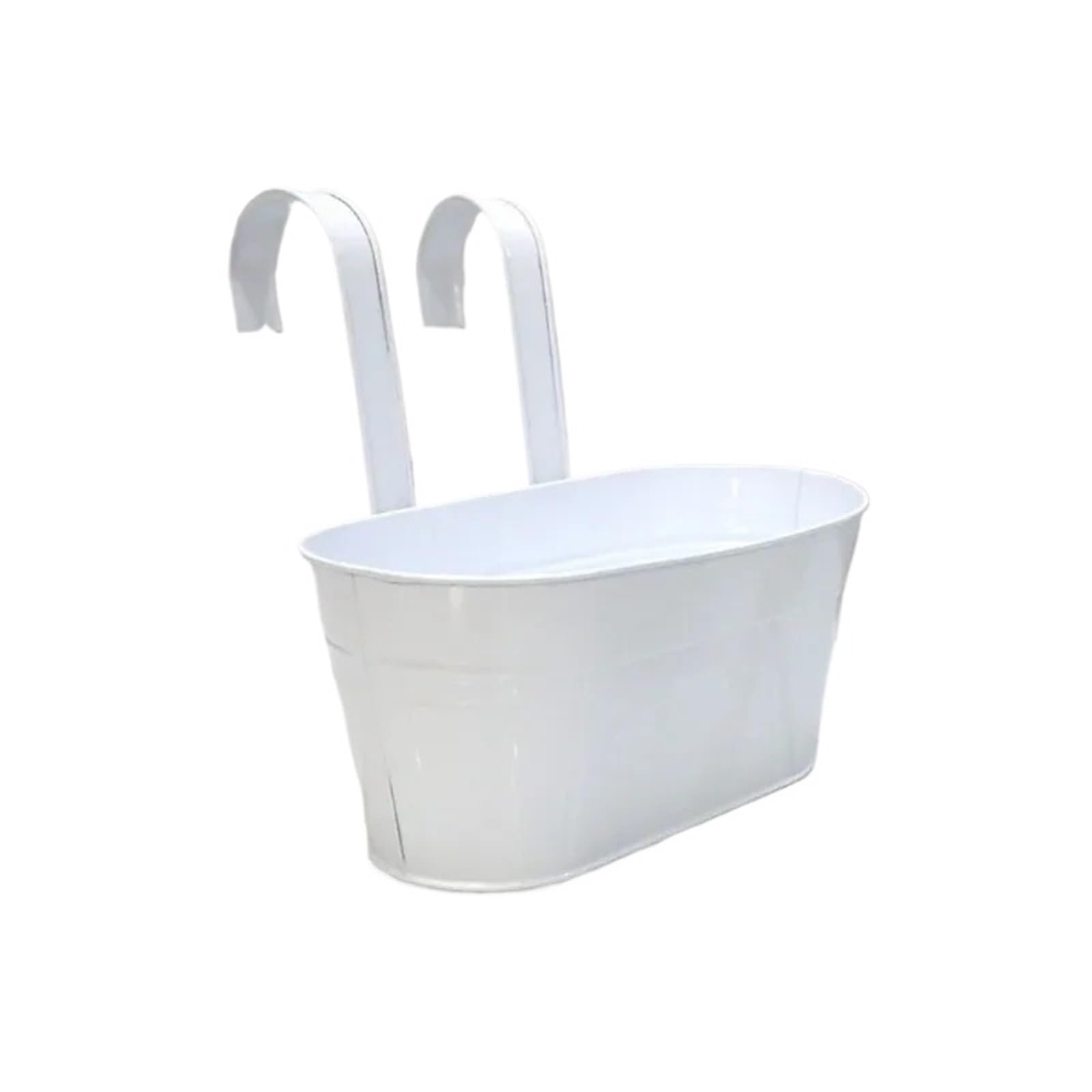 RTBVGHJIK Iron Hanging Flower Pots Planters For Outdoor Plants Metal Railing Fence Planter With Drainage Holes And Hooks for Outdoor Plants(White)