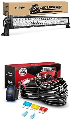 Nilight LED Light Bar 32Inch 180W Spot Flood Combo Led Off Road Lights with 12V 5Pin Rocker Switch 14AWG Wiring Harness Kit-1 Lead, 2 Years Warranty