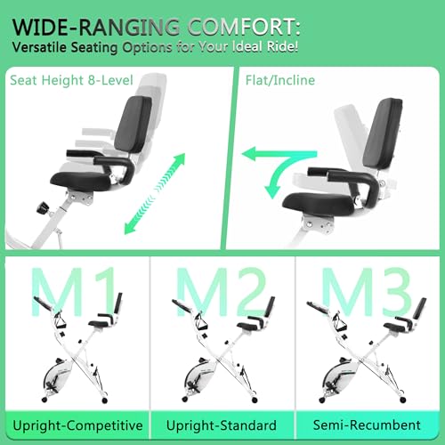 Image of BARWING Stationary Exercise Bike for Home Workout, 5 IN 1 Foldable Indoor Cycling Bike for Seniors, 350LB Capacity, 16-Level Magnetic Resistance, Seat Backrest Adjustments