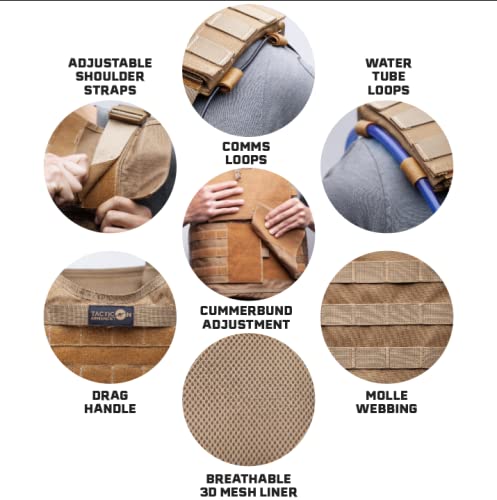 Tacticon Fully Adjustable Tactical Vest | Combat Veteran Owned Company |Breathable 3D Mesh Liner (Tactical Black) #TOP3