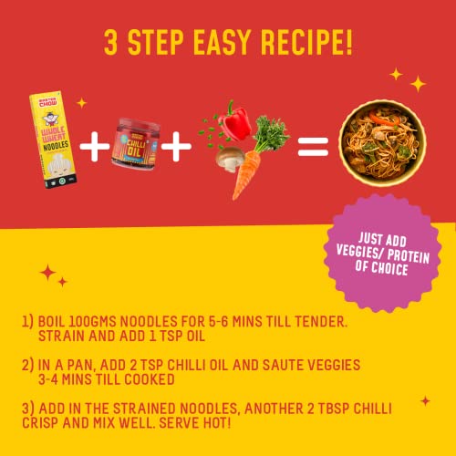 Image of MasterChow Sichuan Chilli Oil Whole Noodle Pack - Spicy & Crunchy Chilli Oil Dip With Healthy Whole Wheat Noodles | 100% Veg & All Natural In Just 10 Minutes | Serves 4-5 Meals, 830 Gram