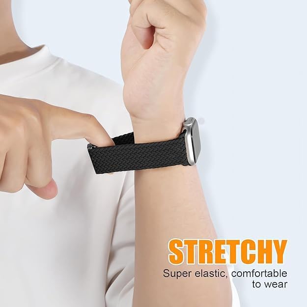 Compatible for BIGGERFIVE Brave 2 Smart Watch Bands, 2-Pack Stretch Nylon Smartwatch Breathable Elastic Wristband Adjustable Straps for BW01 Brave / BW02 Brave 2 (22mm Large Size Version) - Image 5