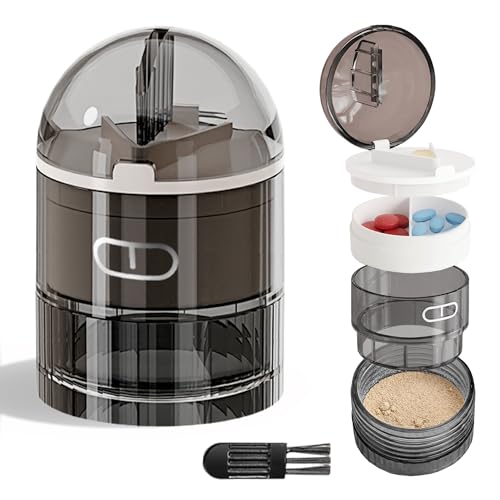 4 in 1 Professional Pill Crusher for Tablets - Portable Multi-Functional Tablet Grinder Pill Cutter Divider & Medicine Crusher with Sealed Pill Separator Plastic Storage Bin Dispenser