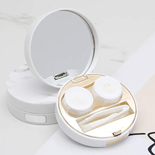 Healifty Mini caixa de lentes de contatos para viagem com padrão de mármore, estojo de lentes portát