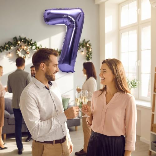 Image of YPSelected 32 Inch Large Foil Helium Number Balloon Birthday Wedding Party 0-9 (Purple, 7)