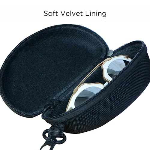 Image of KT Sunglasses Case for Men & Women | Pack of 1 Sunglass Case, 1 Lens Cleaning Cloth & 1 Lens Cleaner Liquid, 30ml | Sunglass Cover Case | Black