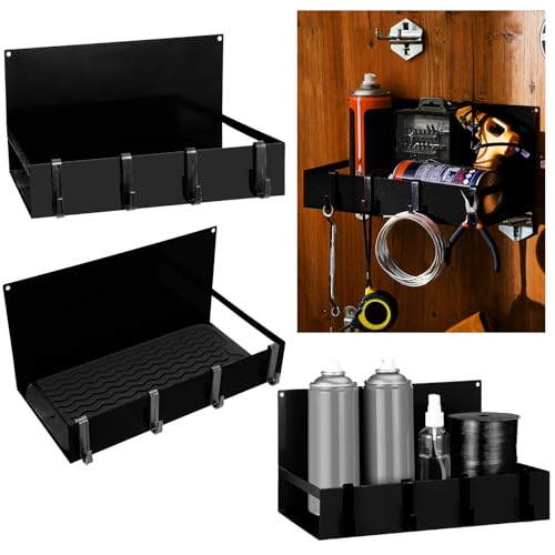 Image of Lineshading 3 Pack Magnet Garage Organizer Magnetic Spice Rack for Refrigerator 20 lb Capacity Shelf Hanging Heavy Duty Magnetic Fridge Side for Organize Garage Tools(Black)
