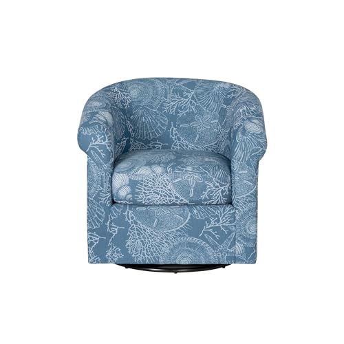 Sillón giratorio azul con patrón costero miniatura 5
