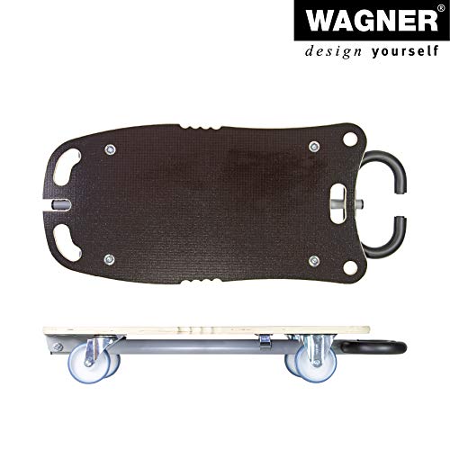 WAGNER Transportroller Transporthilfe I Schichtholz mit Grip 80 x 40 x 14,5 cm, Tragkraft 300 kg I Möbelroller für Umzüge I Deichsel klappbar I Rollbrett softe Rollen I Tragegriffe I FSC® I Made in DE